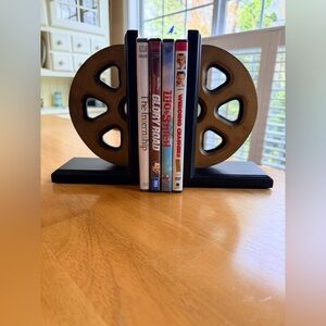 Film Reel Bookends- Gold & Black